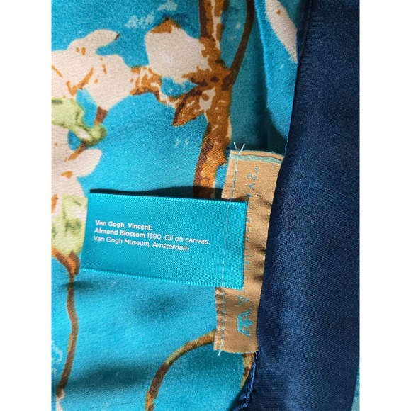 Van Gogh Almond Blossom Silk Scarf Blue Floral Art Wrap Luxury Gift main image 2